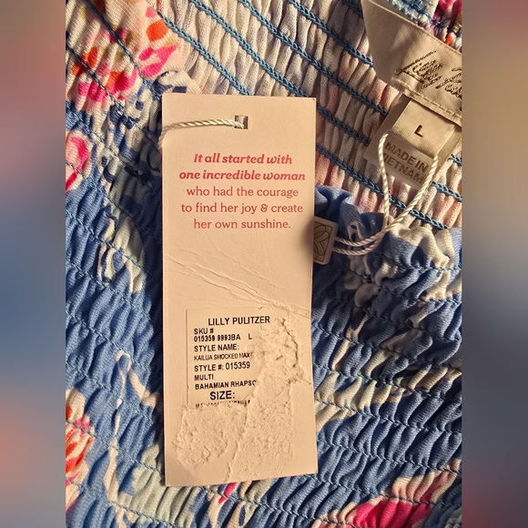 NWT Lilly Pulitzer Kailua Smocked Maxi Dress Multi Bahamian Rhapsody Large - Picture 11 of 11